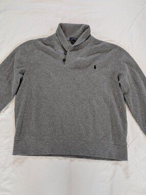Polo Ralph Lauren Estate Rib Heather Gray Shawl Collar Sweater Large